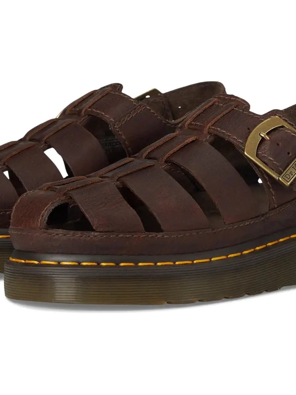 Dr. Martens Brown Leather Wrenlie Sandals with Buckle